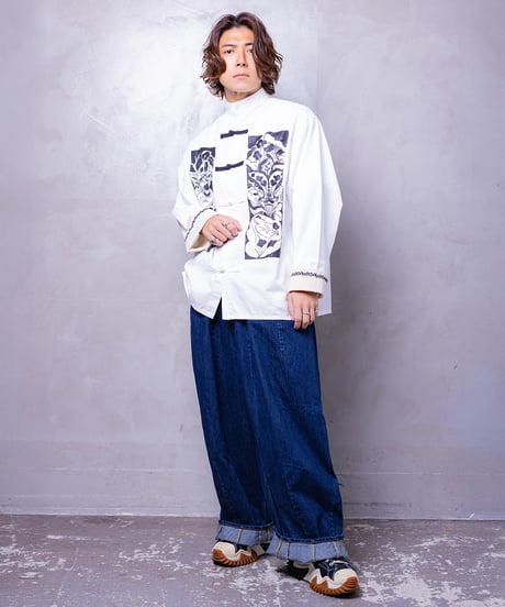 Hatsunex meets Meri Maeno "Greatful Flowers" China Shirts（White）