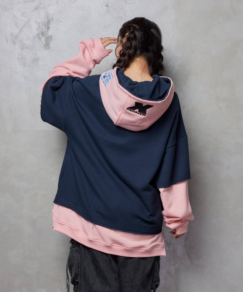 Hatsunex meets ISAMU GAKIYA フェイクレイヤードフーディー（ネイビー