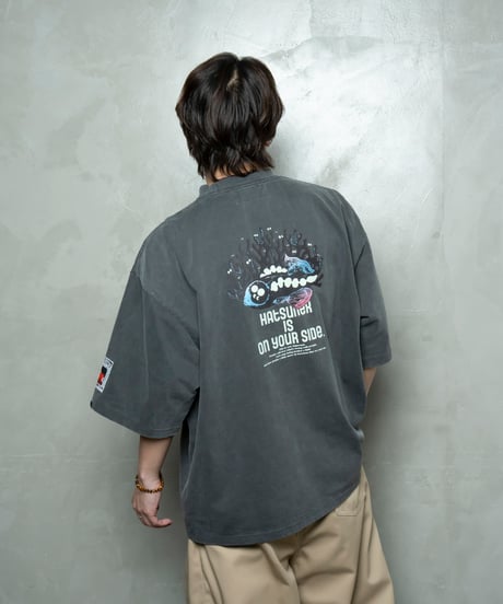 Hatsunex ABYSSAL ワイドシルエットTシャツ（オールドブラック）