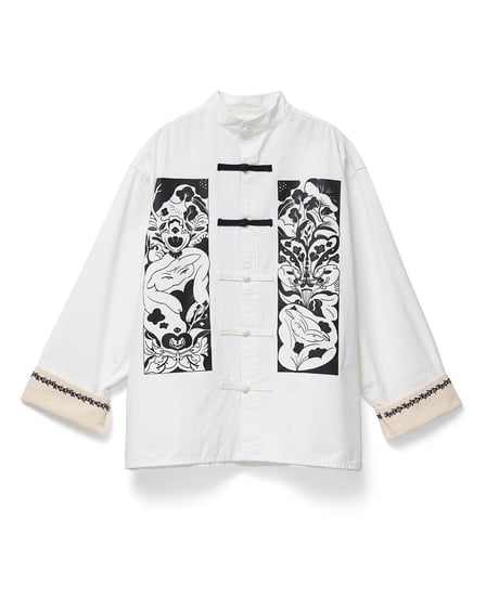 Hatsunex meets Meri Maeno "Greatful Flowers" China Shirts（White）