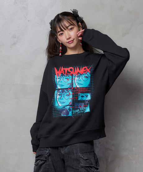 “モールス”ビッグシルエット刺繍スウェット（ブラック）