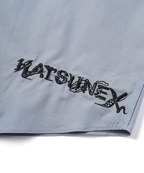 Hatsunex × MERI MAENO オーバーサイズ刺繍シャツ（アシッドブルー）