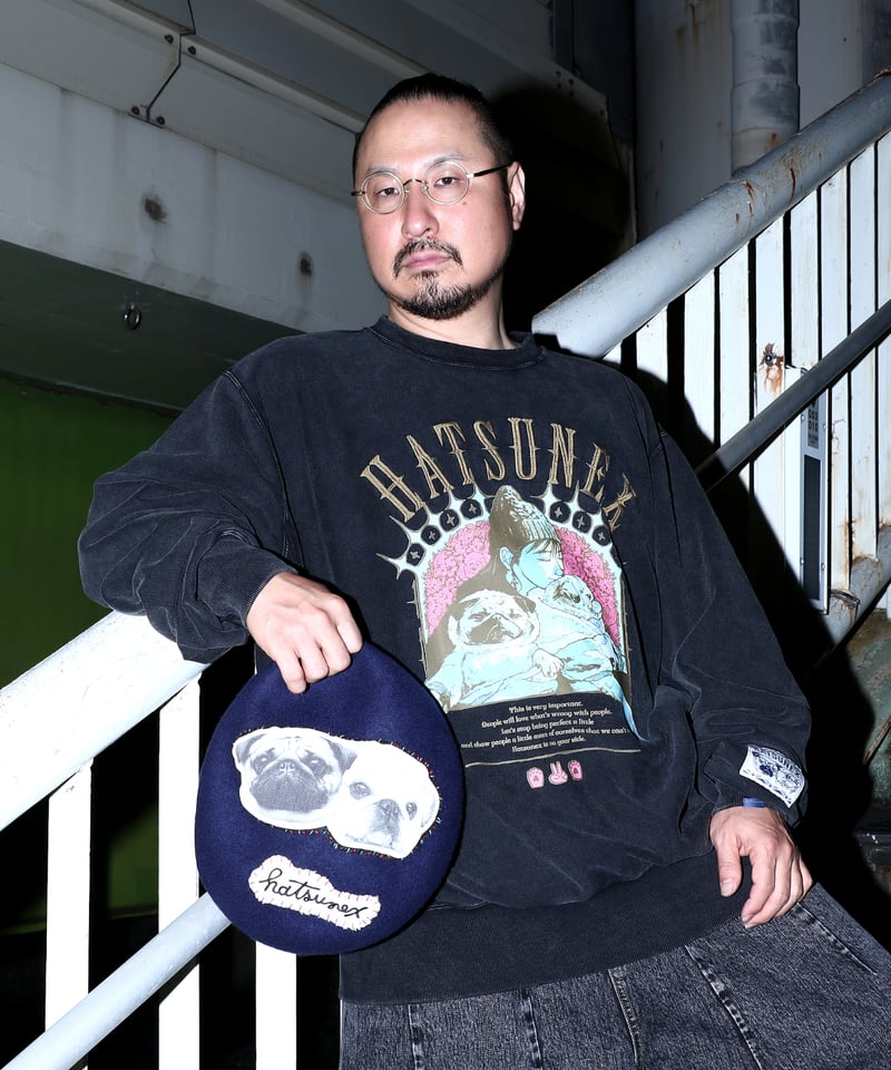 LOVERS” ヴィンテージサイドリブスウェット（サンドブラック