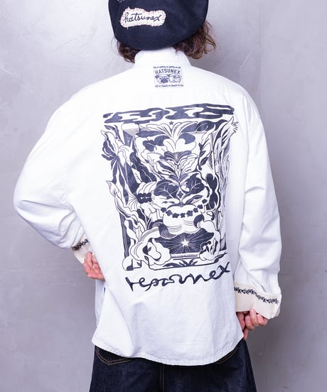 Hatsunex meets Meri Maeno "Greatful Flowers" China Shirts（White）