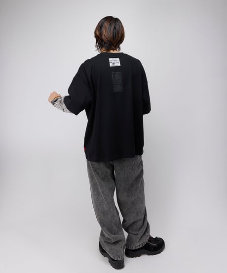 Hatsunex meets Apsu Shusei “Hatsune” フェイクレイヤードTシャツ（漆黒）