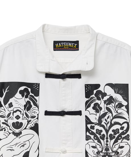 Hatsunex meets Meri Maeno "Greatful Flowers" China Shirts（White）
