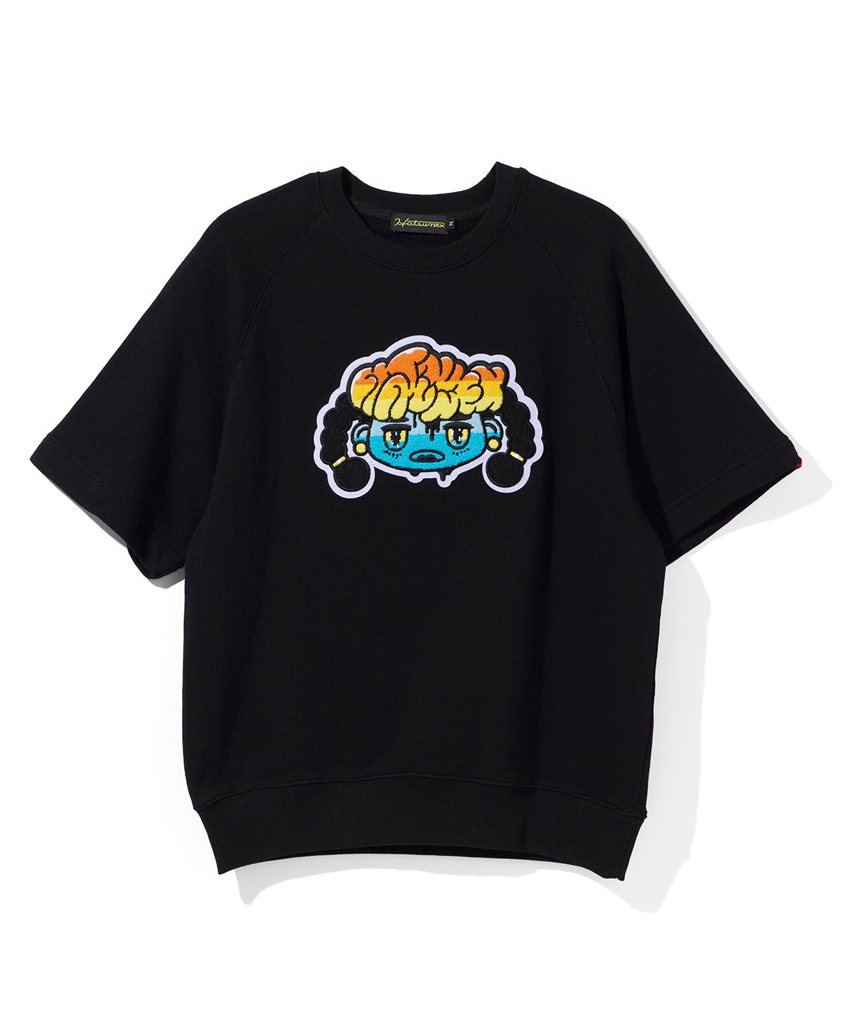 Hatsunex サガラ刺繍ライトオンススウェットTシャツ(ブラック Hatsunex サガラ刺繍ライトオンススウェットTシャツ(ブラック