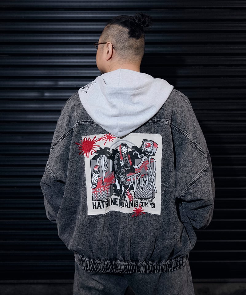 Hatsunex ビッグシルエットデニムジャケット(ケミカルブラック Hatsunex ビッグシルエットデニムジャケット(ケミカルブラック