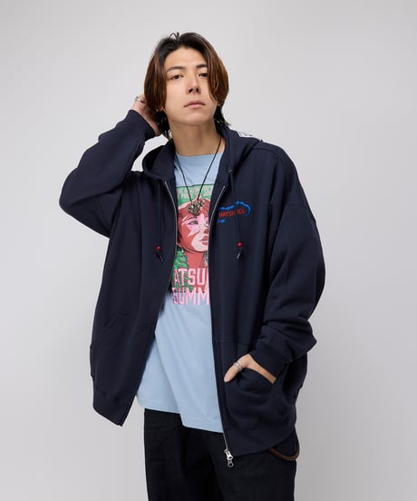 Hatsunex “MITERU” Zip upパーカー（ワインネイビー）
