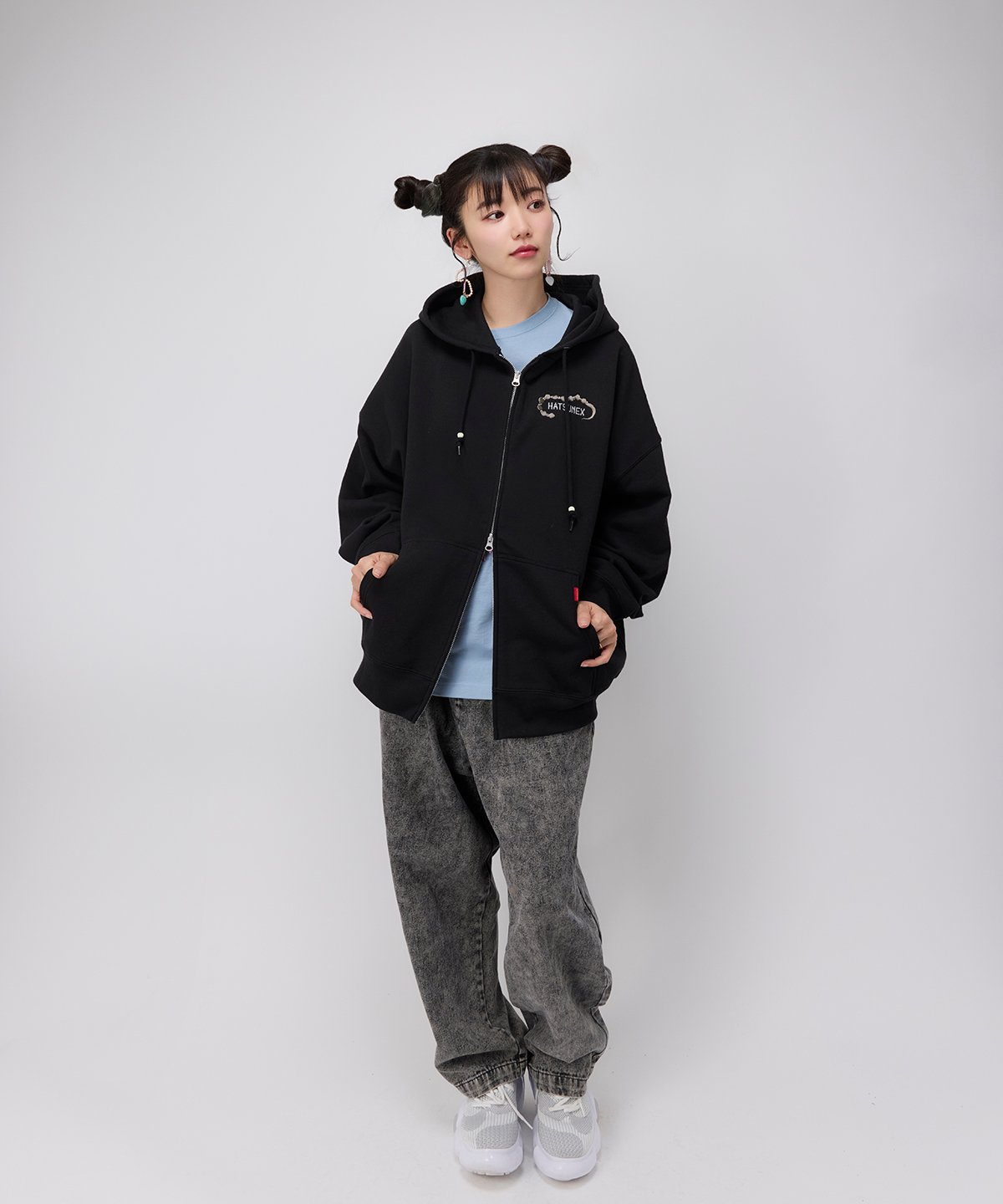 Hatsunex “MITERU” Zip upパーカー(モノクロブラック) | HATSUN Hatsunex “MITERU” Zip upパーカー(モノクロブラック) | HATSUN