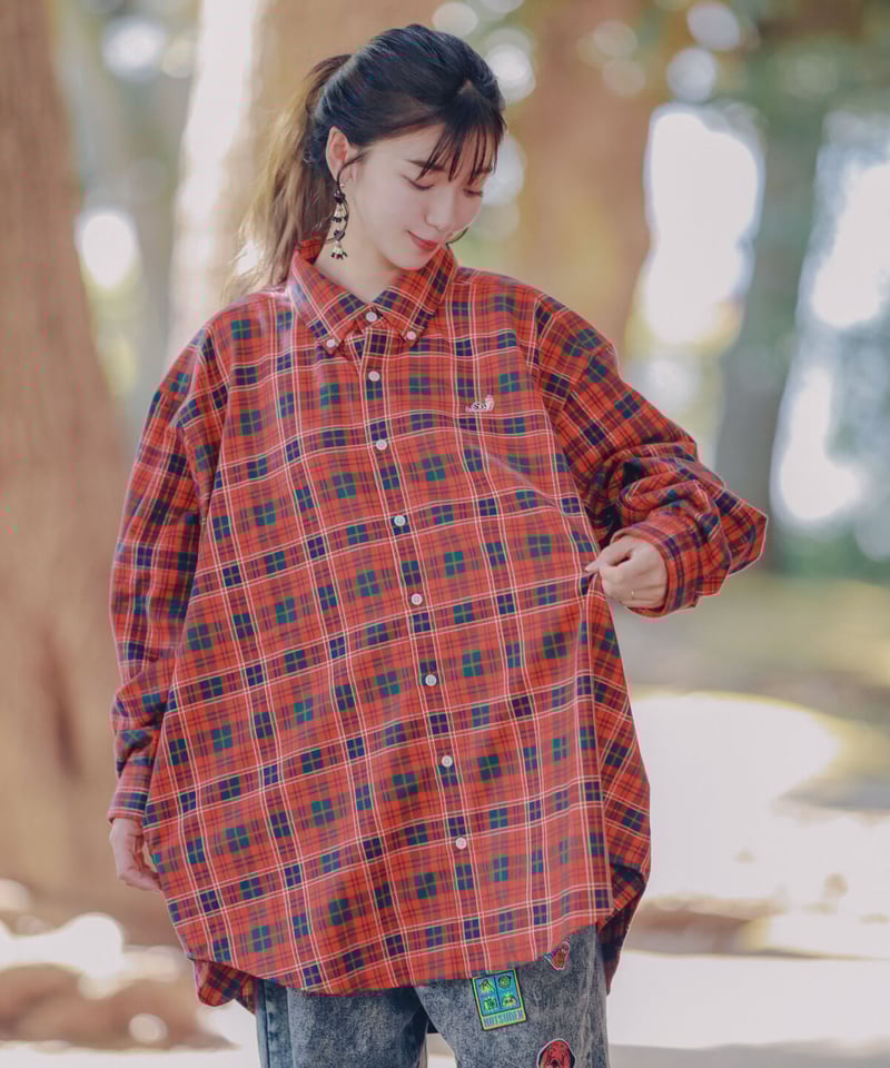 LIMITEDオーバーサイズチェックシャツ(RED×RED) | HATSUNEX LIMITEDオーバーサイズチェックシャツ(RED×RED) | HATSUNEX