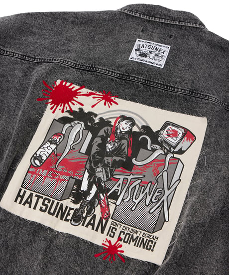 Hatsunex ビッグシルエットデニムジャケット（ケミカルブラック）