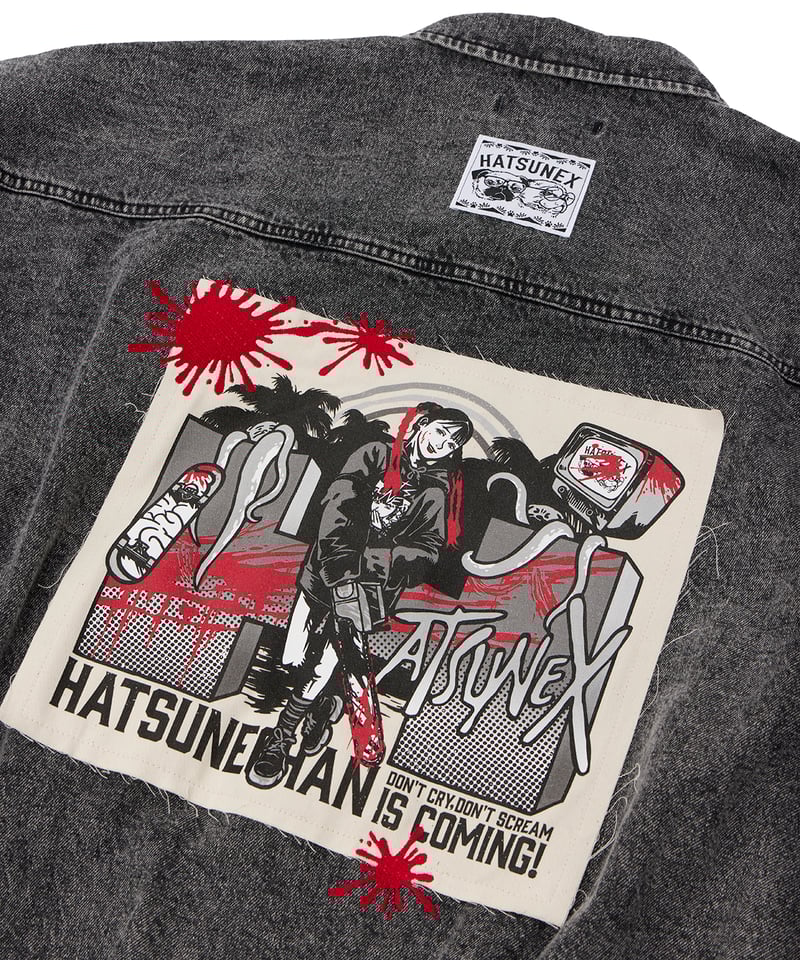 Hatsunex ビッグシルエットデニムジャケット(ケミカルブラック Hatsunex ビッグシルエットデニムジャケット(ケミカルブラック