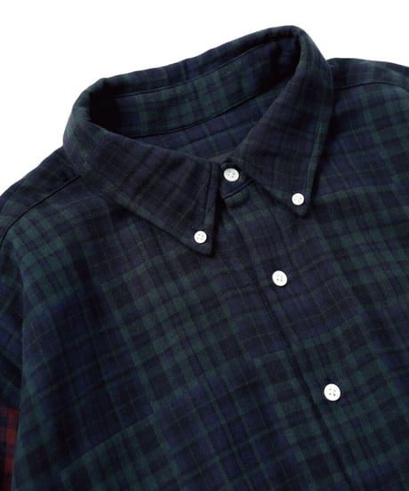 LIMITEDオーバーサイズチェックシャツ（GREEN×BURGUNDY）