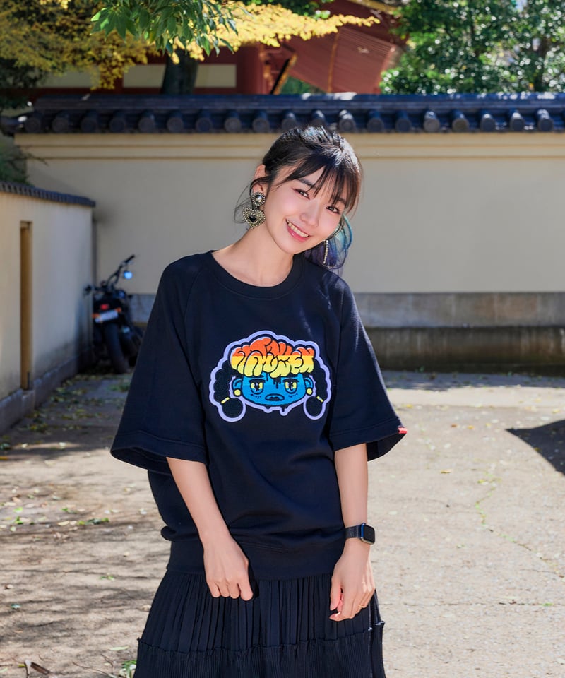 服 Hatsunex サガラ刺繍ライトオンススウェットTシャツ（ブラック