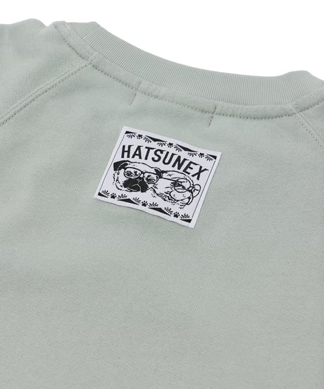 Hatsunex サガラ刺繍ライトオンススウェットTシャツ（スモーキーグリーン）