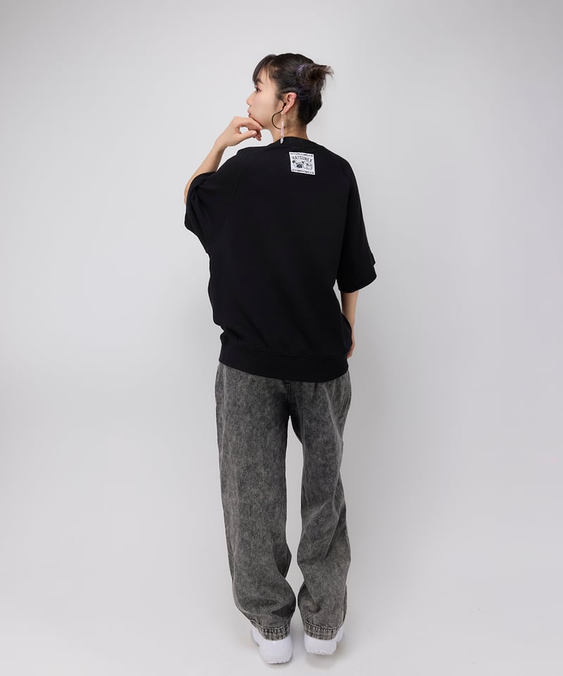 Hatsunex サガラ刺繍ライトオンススウェットTシャツ（ブラック 