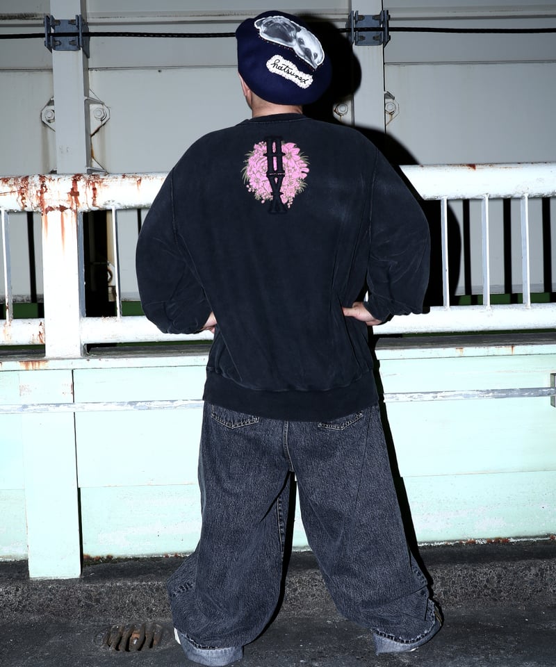 LOVERS” ヴィンテージサイドリブスウェット（サンドブラック