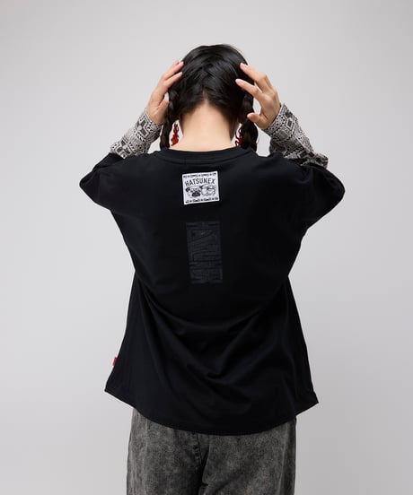Hatsunex meets Apsu Shusei “Hatsune” フェイクレイヤードTシャツ（漆黒）