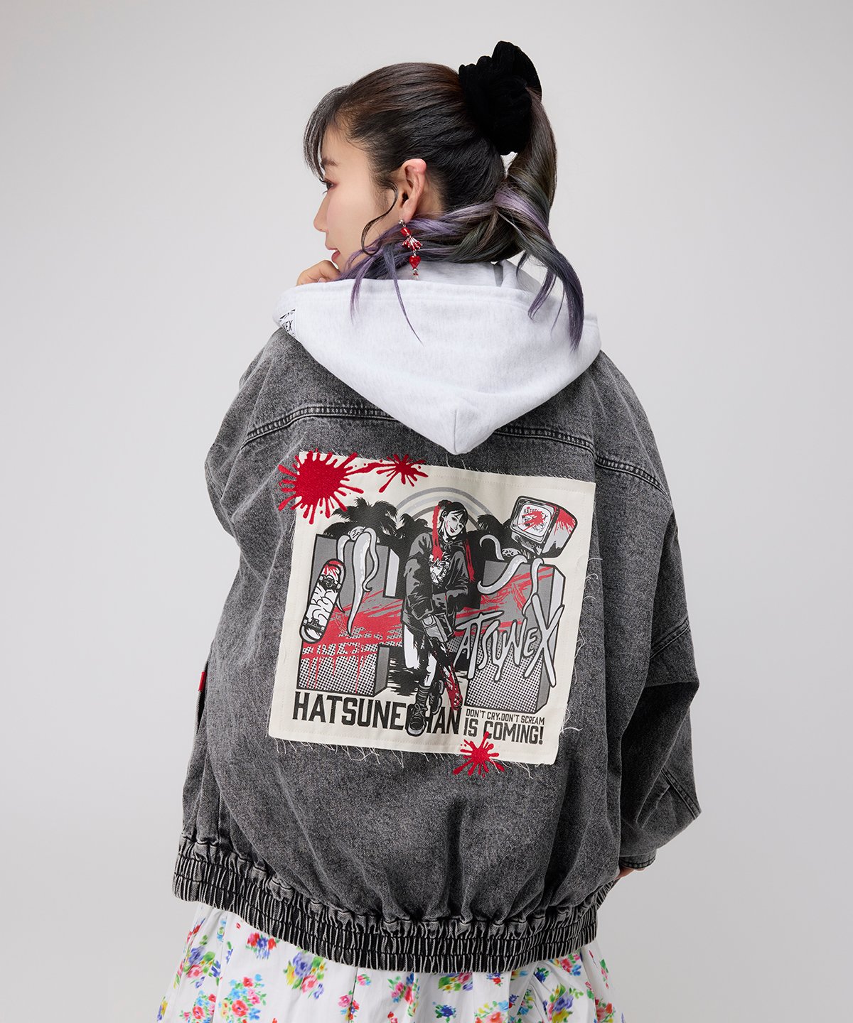 Hatsunex ビッグシルエットデニムジャケット(ケミカルブラック Hatsunex ビッグシルエットデニムジャケット(ケミカルブラック