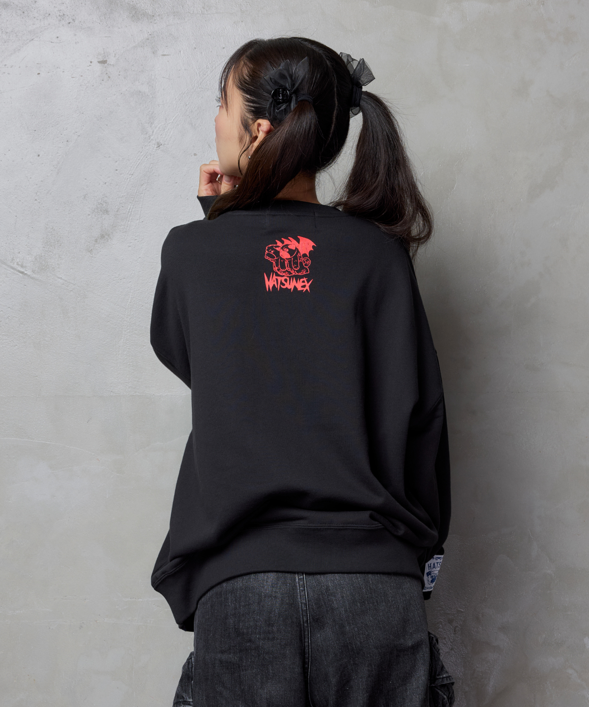 モールス”ビッグシルエット刺繍スウェット(ブラック モールス”ビッグシルエット刺繍スウェット(ブラック