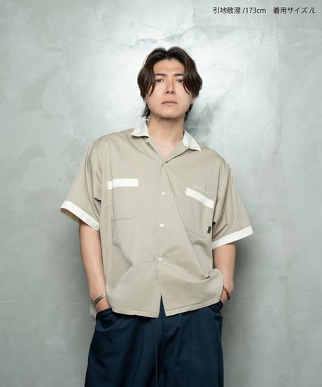 Hatsunex meets Isamu Gakiya オールディーズボウリングシャツ（フォーン）