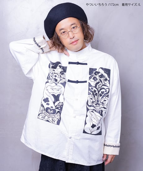 Hatsunex meets Meri Maeno "Greatful Flowers" China Shirts（White）