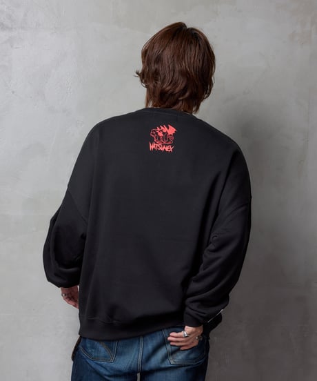 “モールス”ビッグシルエット刺繍スウェット（ブラック）