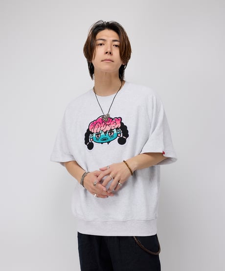 Hatsunex サガラ刺繍ライトオンススウェットTシャツ（アッシュ）