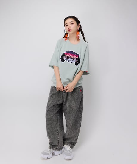 Hatsunex サガラ刺繍ライトオンススウェットTシャツ（スモーキーグリーン）