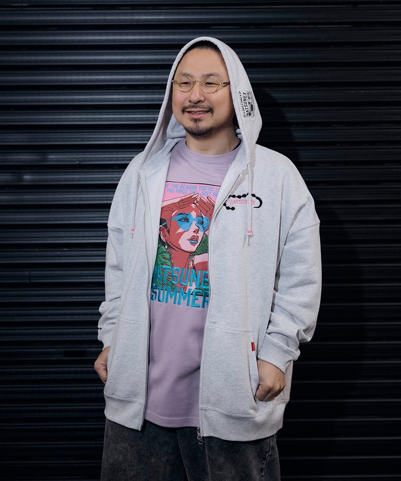 Hatsunex “MITERU” Zip upパーカー(フラミンゴアッシュ Hatsunex “MITERU” Zip upパーカー(フラミンゴアッシュ