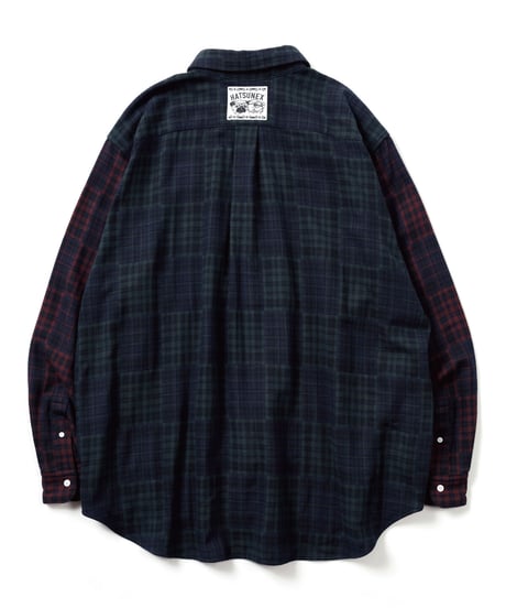 LIMITEDオーバーサイズチェックシャツ（GREEN×BURGUNDY）