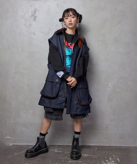 【2次生産分】Hatsunex meets ANDPEACE "6way"カスタムコート（デニム）