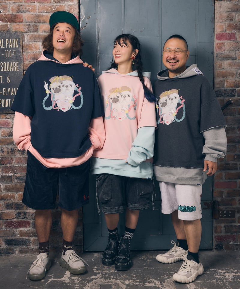 Hatsunex meets ISAMU GAKIYA フェイクレイヤードフーディー（ネイビー