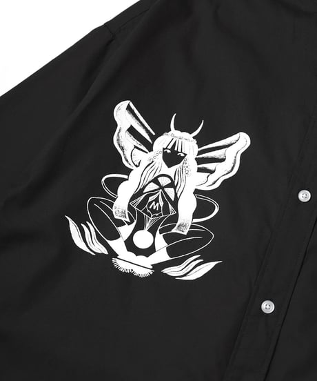 Hatsunex × MERI MAENO オーバーサイズ刺繍シャツ（ブラック）