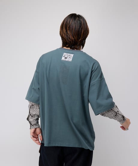 Hatsunex meets Apsu Shusei “Hatsune” フェイクレイヤードTシャツ（翠緑）