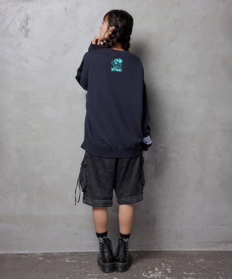 “モールス”ビッグシルエット刺繍スウェット（ネイビー）