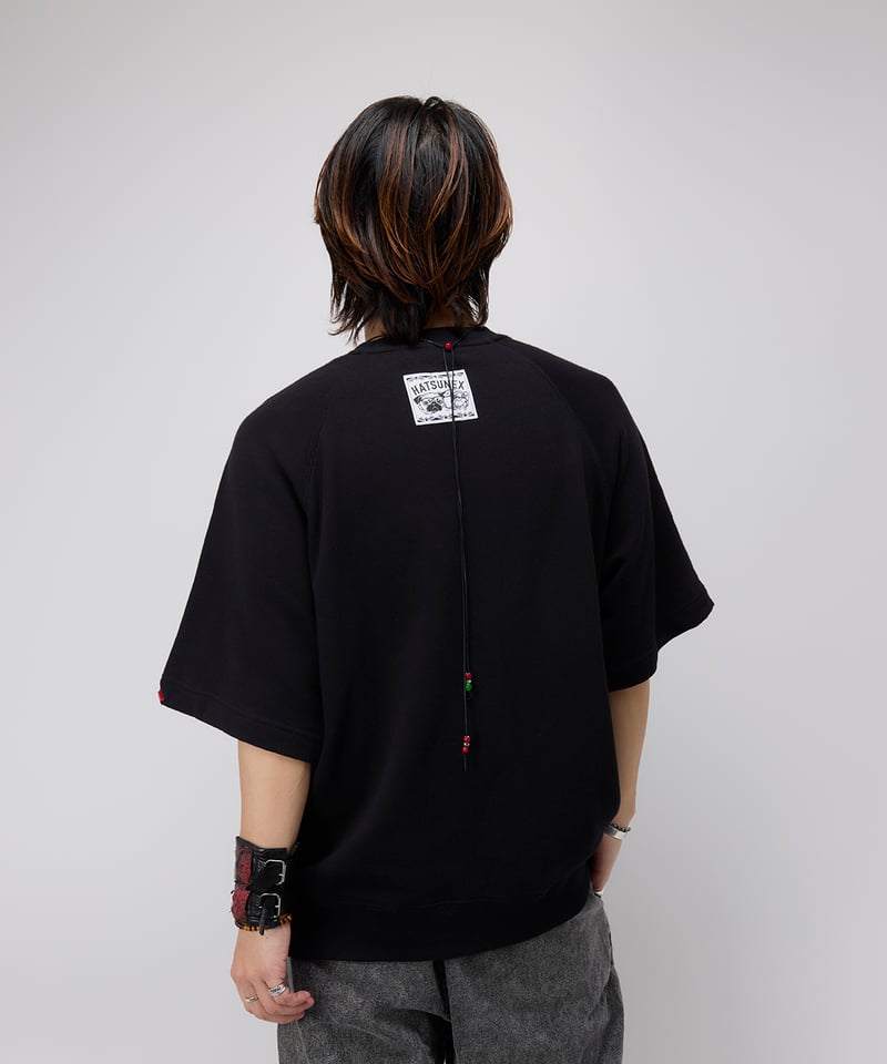 Hatsunex サガラ刺繍ライトオンススウェットTシャツ(ブラック Hatsunex サガラ刺繍ライトオンススウェットTシャツ(ブラック