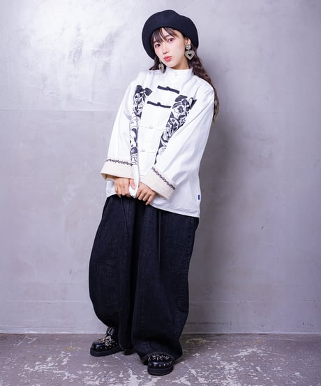 Hatsunex meets Meri Maeno "Greatful Flowers" China Shirts（White）