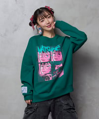 “モールス”ビッグシルエット刺繍スウェット（グリーン）