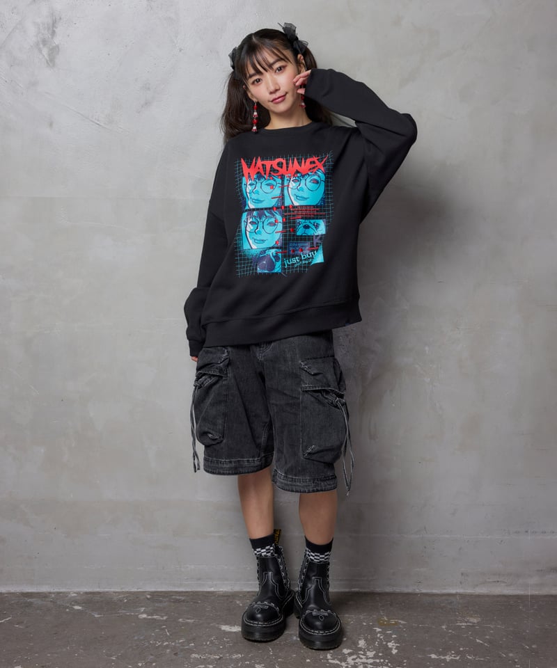 モールス”ビッグシルエット刺繍スウェット(ブラック モールス”ビッグシルエット刺繍スウェット(ブラック