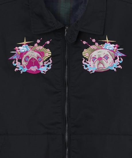 "KOMAINU" 刺繍ジャケット（ブラック）