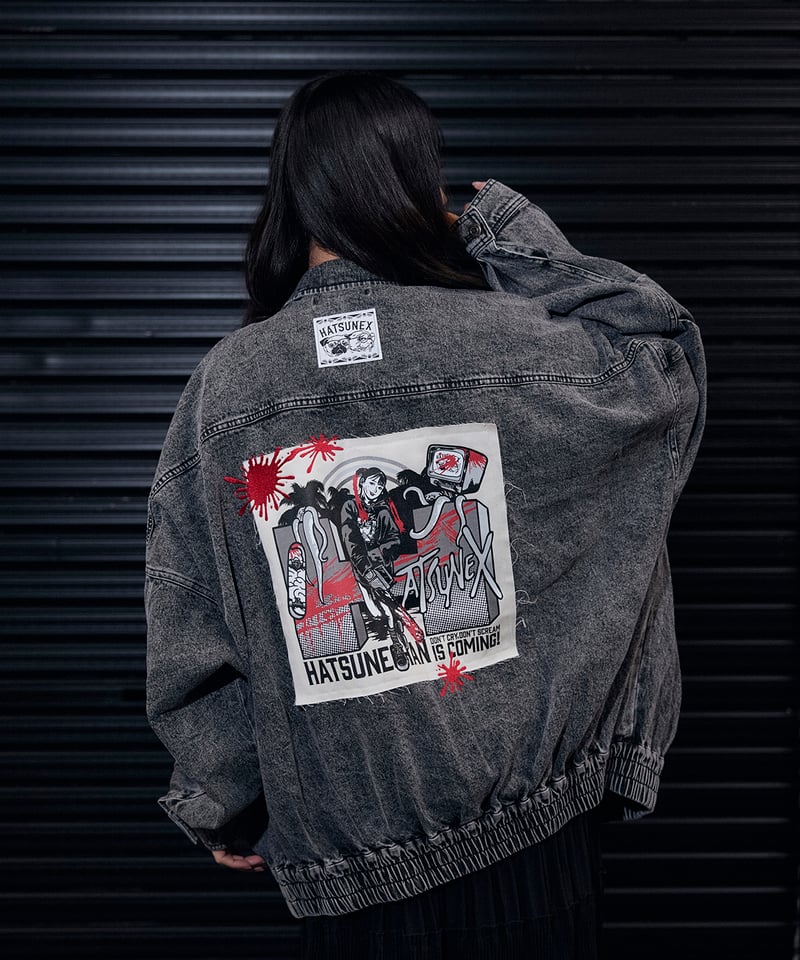Hatsunex ビッグシルエットデニムジャケット(ケミカルブラック Hatsunex ビッグシルエットデニムジャケット(ケミカルブラック