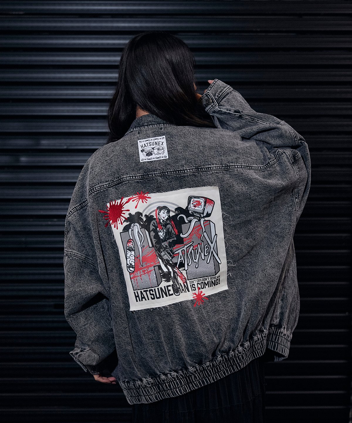 Hatsunex ビッグシルエットデニムジャケット(ケミカルブラック Hatsunex ビッグシルエットデニムジャケット(ケミカルブラック