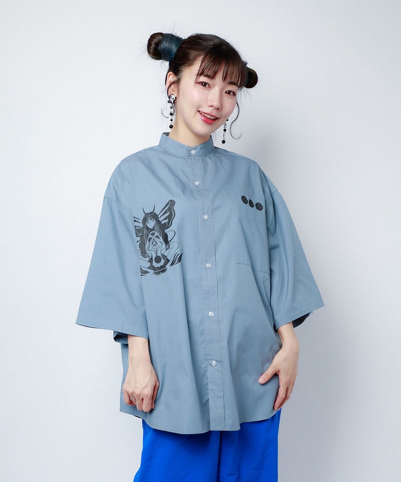 Hatsunex × MERI MAENO オーバーサイズ刺繍シャツ(アシッド Hatsunex × MERI MAENO オーバーサイズ刺繍シャツ(アシッド