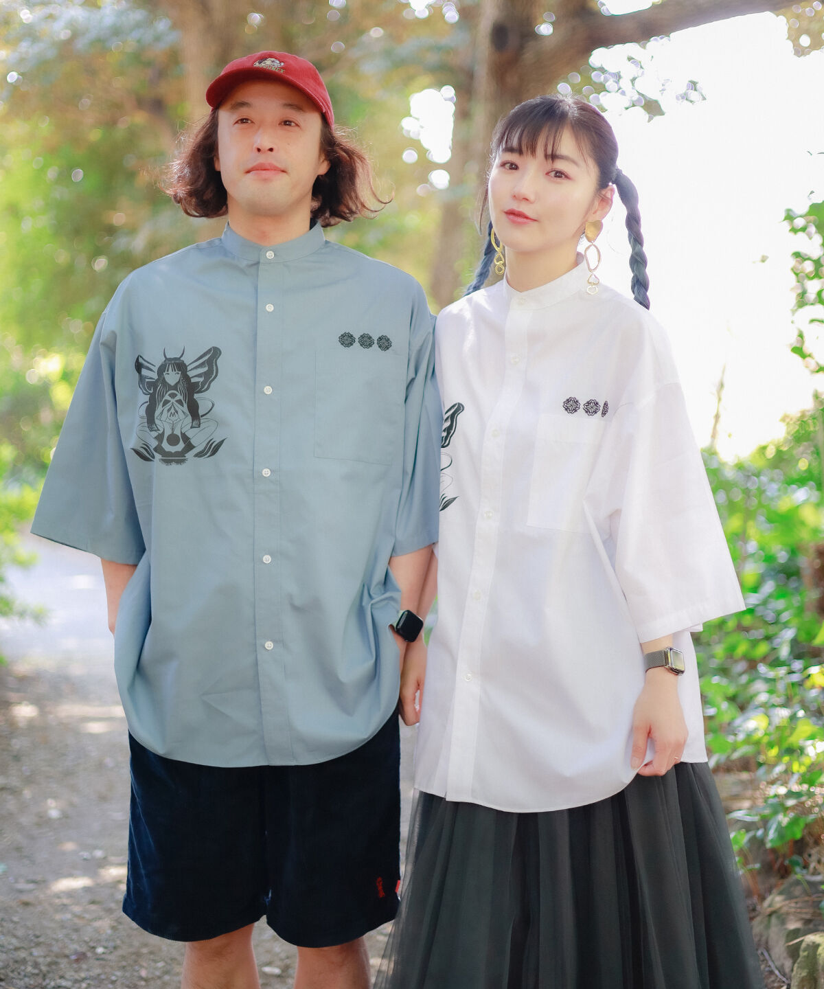 Hatsunex × MERI MAENO オーバーサイズ刺繍シャツ(アシッド Hatsunex × MERI MAENO オーバーサイズ刺繍シャツ(アシッド