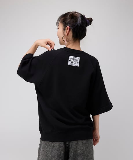Hatsunex サガラ刺繍ライトオンススウェットTシャツ（ブラック）