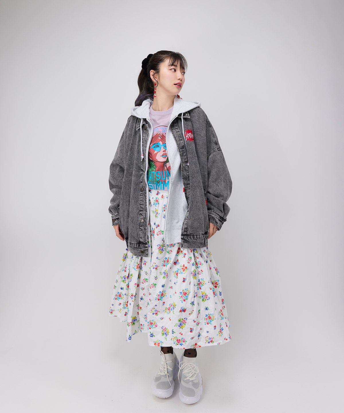 Hatsunex ビッグシルエットデニムジャケット(ケミカルブラック Hatsunex ビッグシルエットデニムジャケット(ケミカルブラック