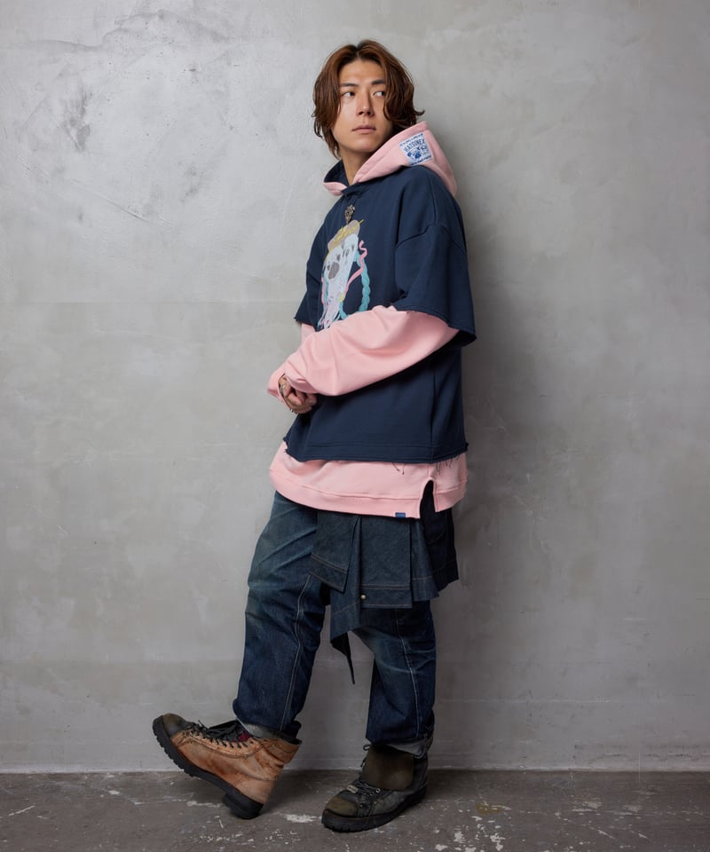 Hatsunex meets ISAMU GAKIYA フェイクレイヤードフーディー（ネイビー