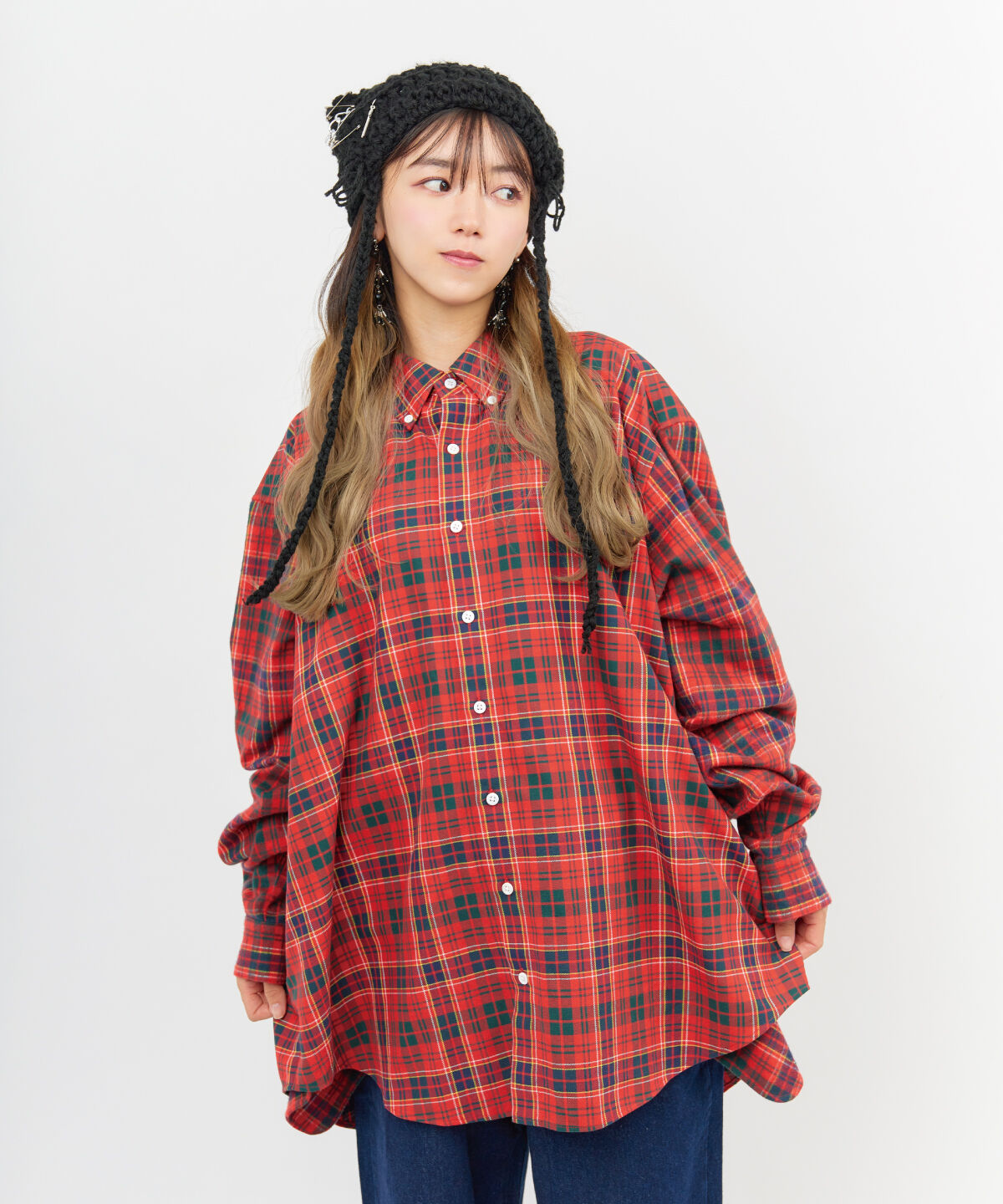 LIMITEDオーバーサイズチェックシャツ(RED×RED) | HATSUNEX LIMITEDオーバーサイズチェックシャツ(RED×RED) | HATSUNEX